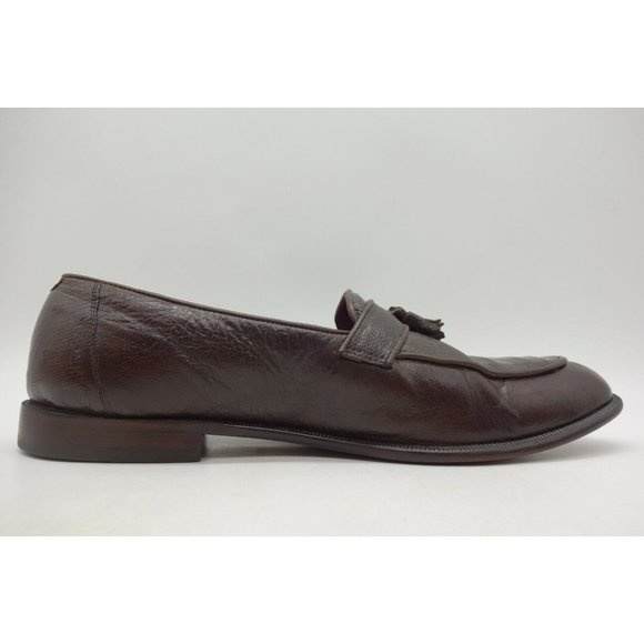 Brown Leather Smooth Ostrich Claw Leg Tassel Slip On Loafers Shoes Men\'s 10 D
